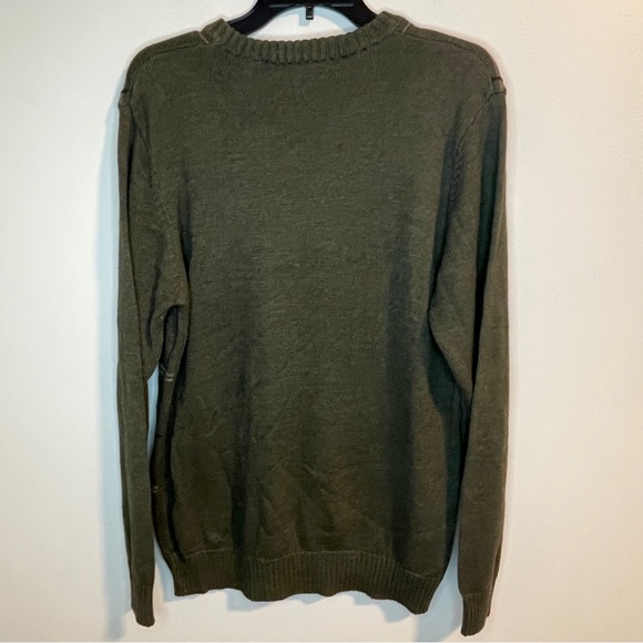 Oscar De La Renta Crew Neck Long Sleeve Sweater Men’s Size M Green Pattern Plaid - Picture 2 of 6